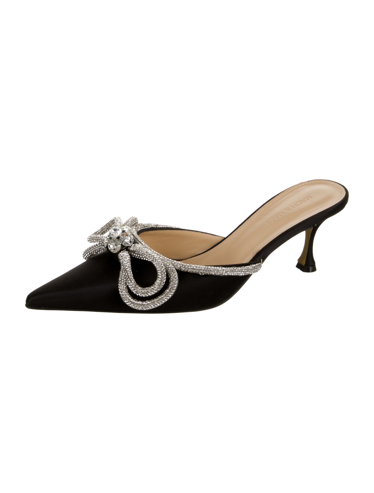 Mach & Mach Satin Bow Accents Mules