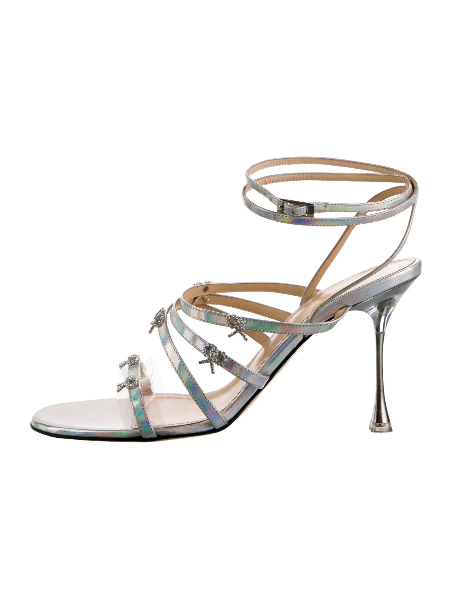 Mach & Mach Leather Crystal Embellishments Sandals
