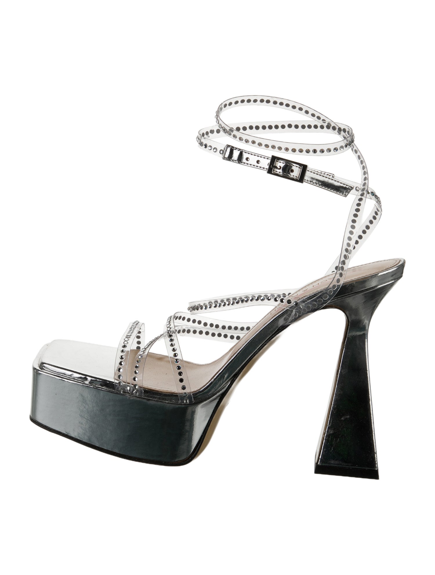 Mach & Mach Leather Crystal Embellishments Sandals