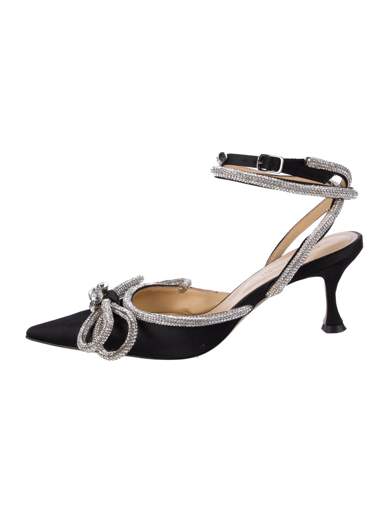 Mach & Mach Satin Bow Accents Slingback Pumps