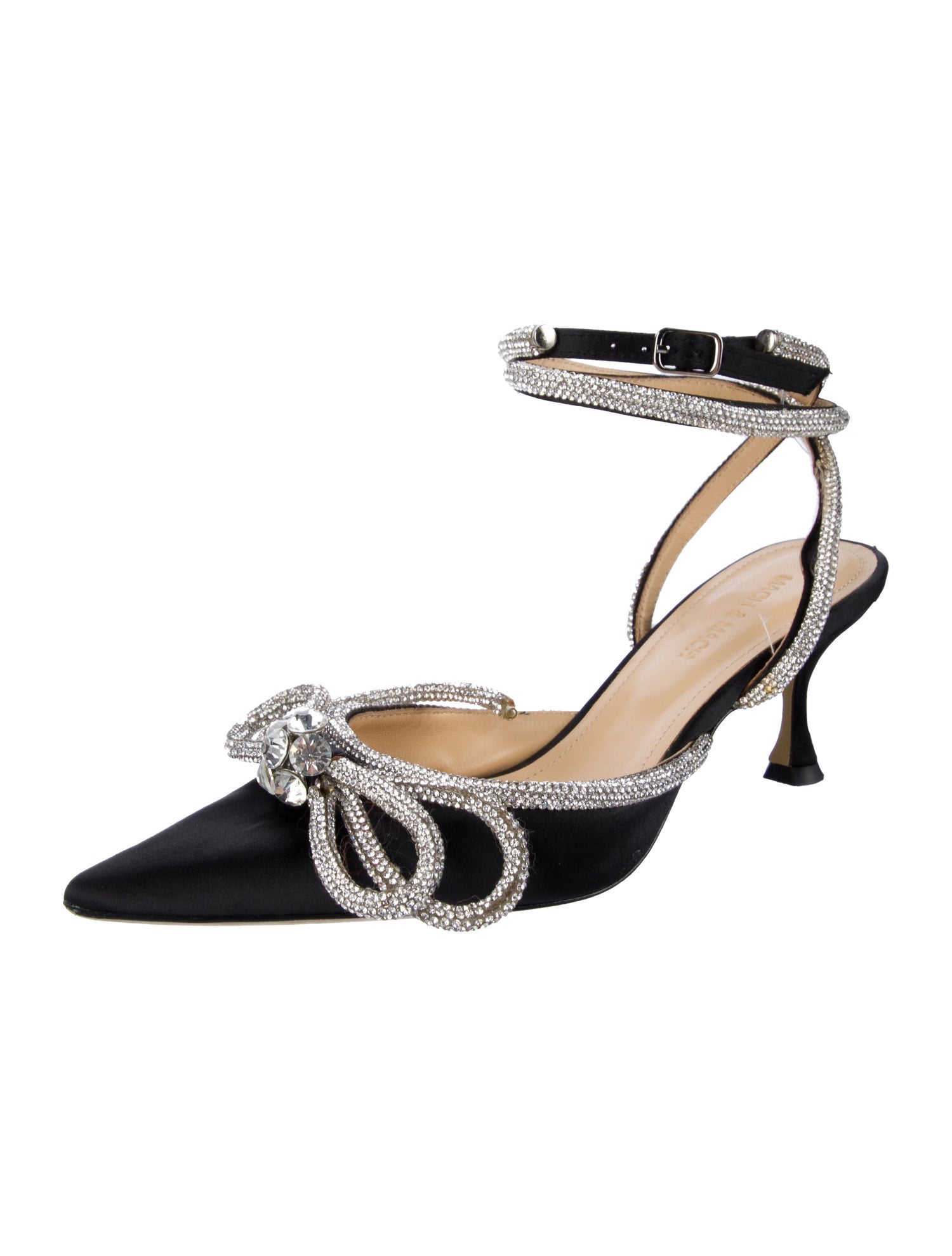 Mach & Mach Satin Bow Accents Slingback Pumps