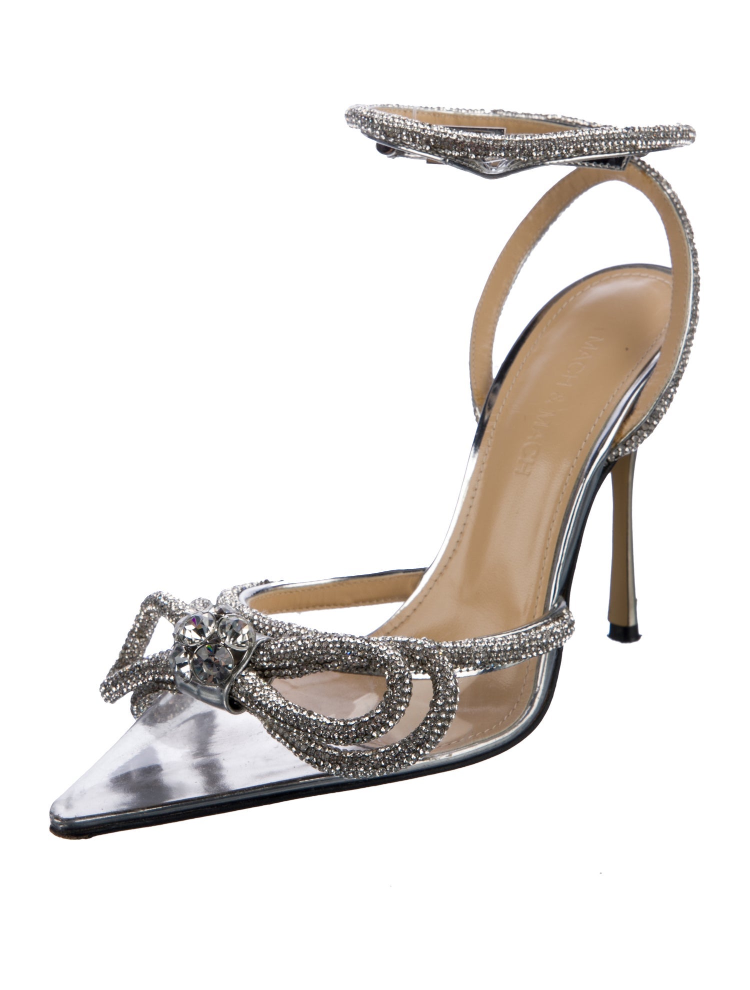 Mach & Mach PVC Bow Accents Slingback Pumps