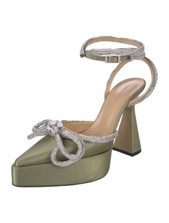 Mach & Mach Satin Bow Accents Mules