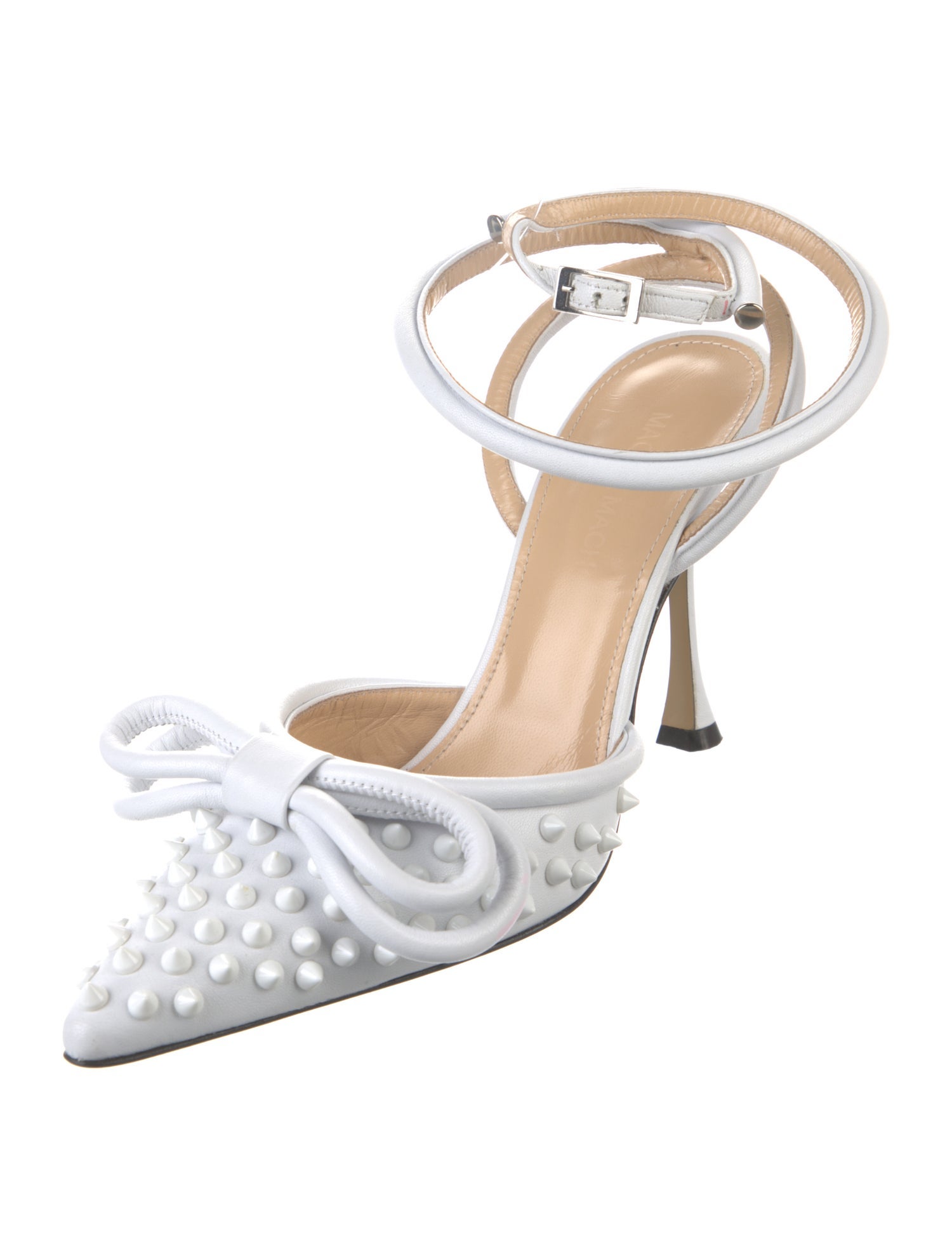 Mach & Mach Leather Bow Accents Slingback Pumps