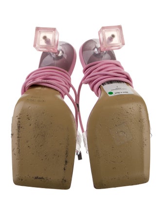 Mach & Mach Leather Crystal Embellishments Sandals