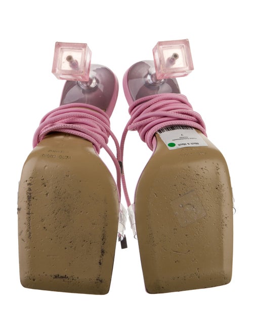 Mach & Mach Leather Crystal Embellishments Sandals