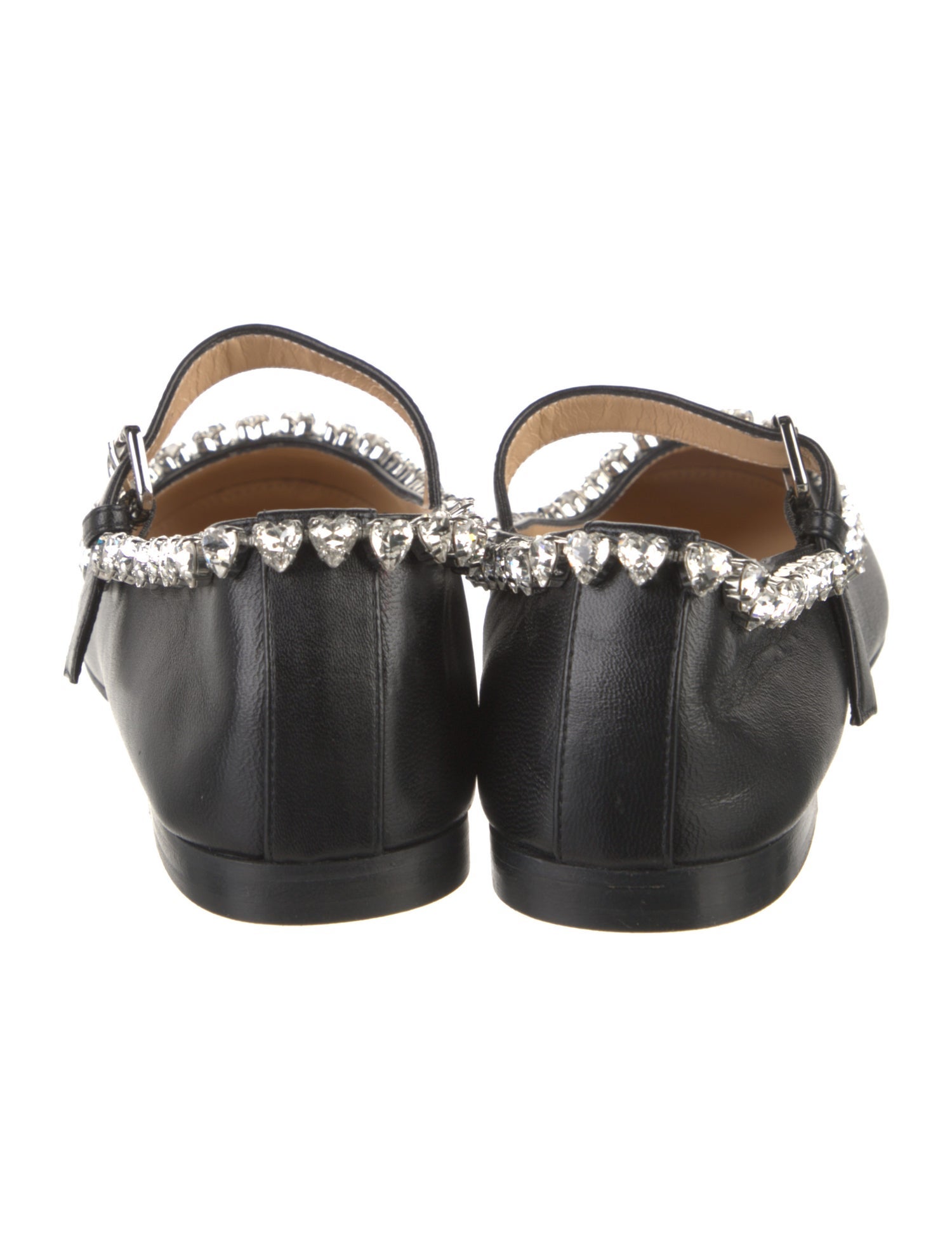 Mach & Mach Satin Crystal Embellishments Mary Jane Flats