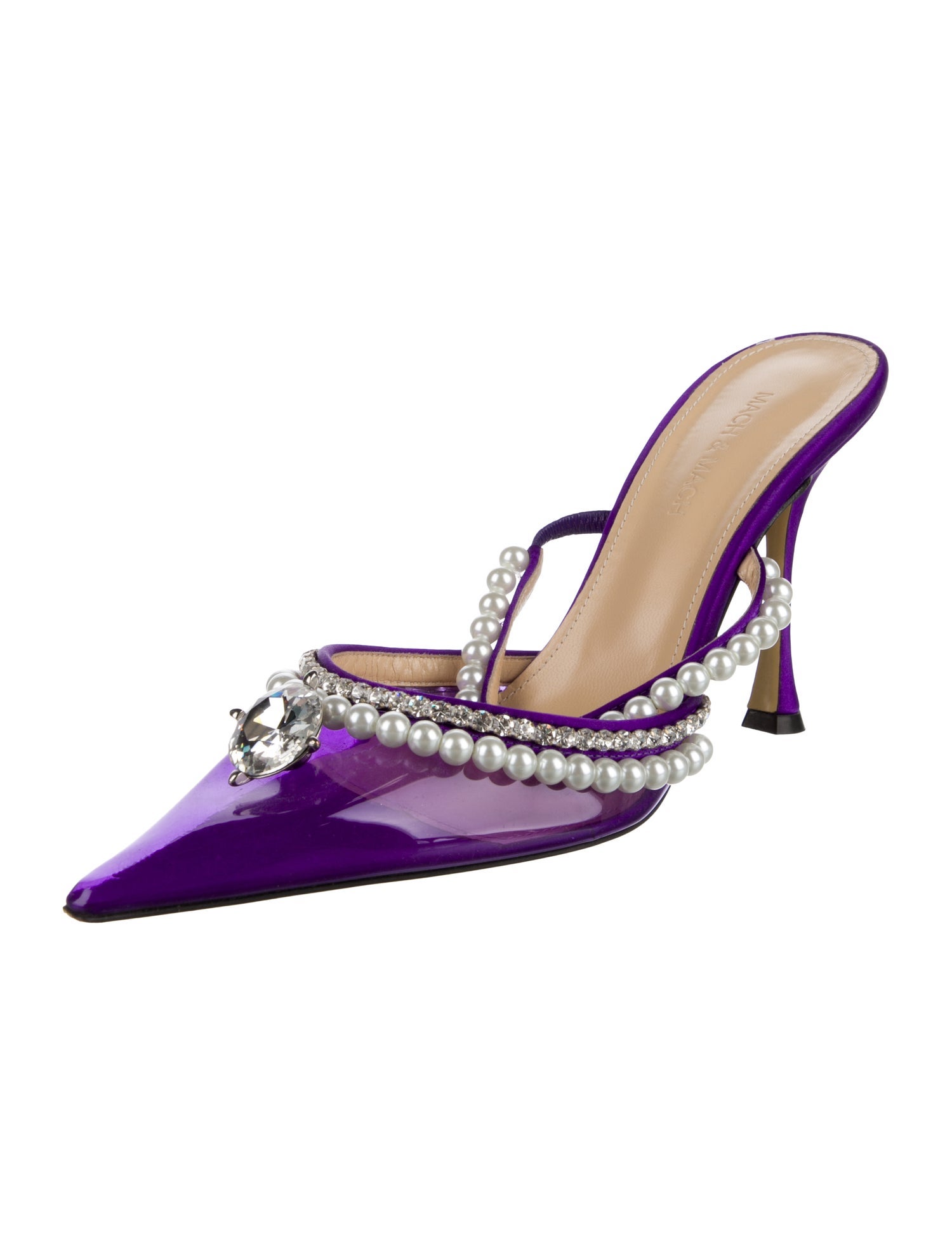 Mach & Mach PVC Crystal Embellishments Mules