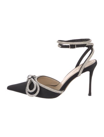 Mach & Mach Satin Bow Accents Slingback Pumps