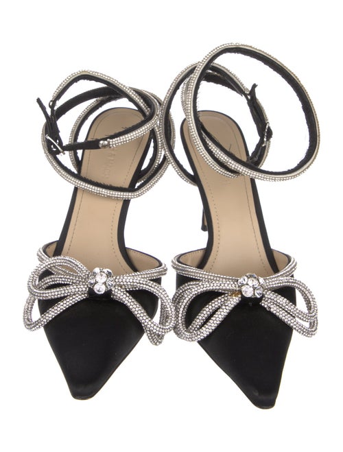 Mach & Mach Satin Bow Accents Slingback Pumps