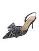 Mach & Mach Satin Crystal Embellishments Slingback Pumps