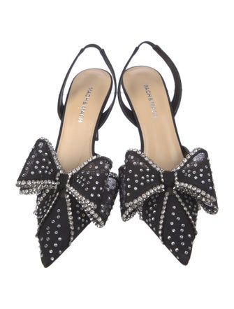 Mach & Mach Satin Crystal Embellishments Slingback Pumps