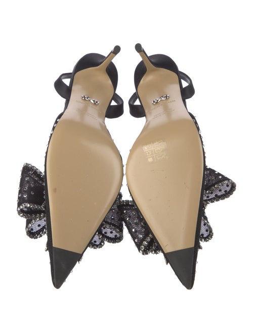 Mach & Mach Satin Crystal Embellishments Slingback Pumps