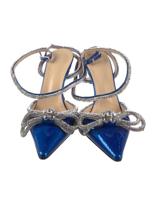 Mach & Mach Patent Leather Bow Accents Slingback Pumps