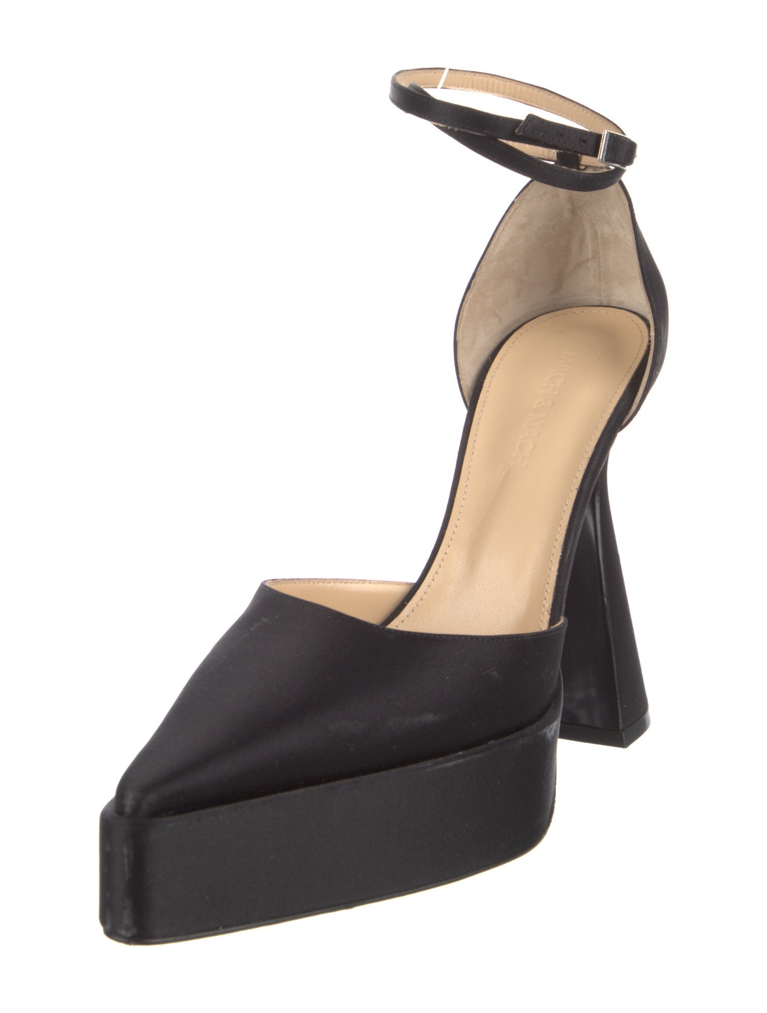Mach & Mach Satin Bow Accents D'Orsay Pumps