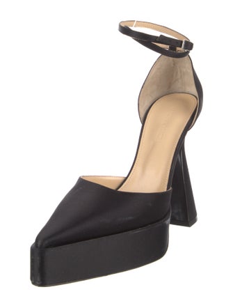 Mach & Mach Satin Bow Accents D'Orsay Pumps
