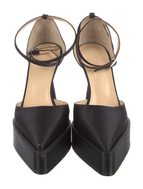 Mach & Mach Satin Bow Accents D'Orsay Pumps