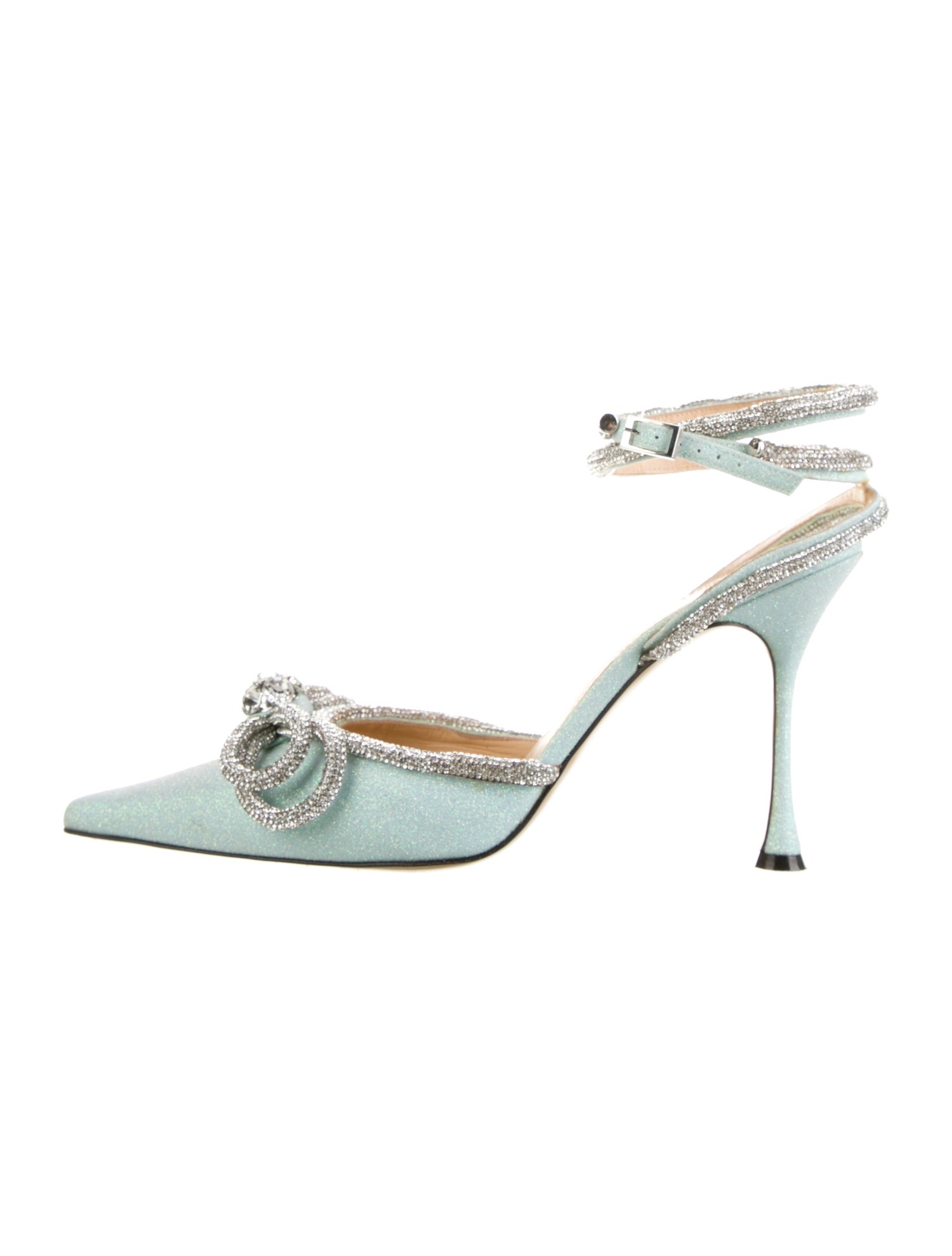 Mach & Mach Satin Bow Accents Slingback Pumps