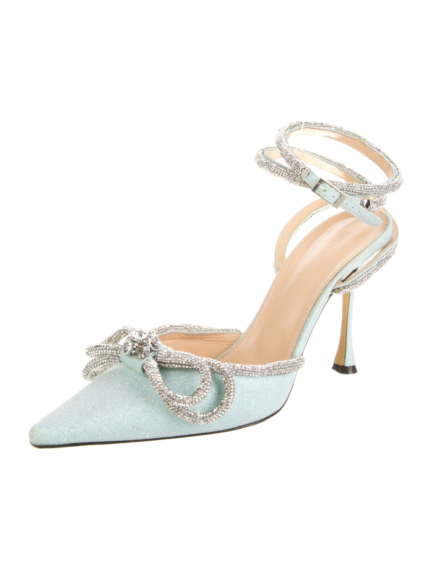 Mach & Mach Satin Bow Accents Slingback Pumps