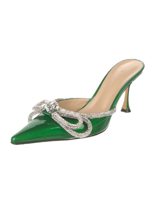 Mach & Mach Patent Leather Bow Accents Mules