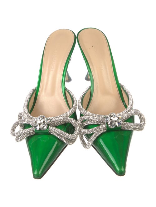 Mach & Mach Patent Leather Bow Accents Mules