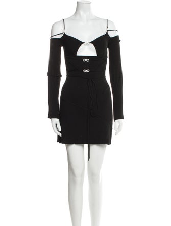 Mach & Mach Square Neckline Mini Dress