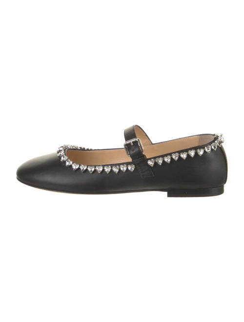 Mach & Mach Satin Crystal Embellishments Mary Jane Flats