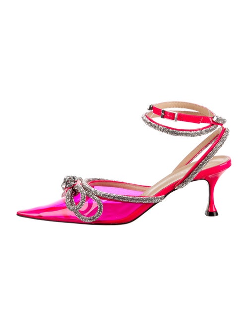 Mach & Mach PVC Bow Accents Slingback Pumps