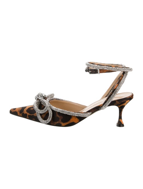 Mach & Mach Satin Bow Accents Slingback Sandals