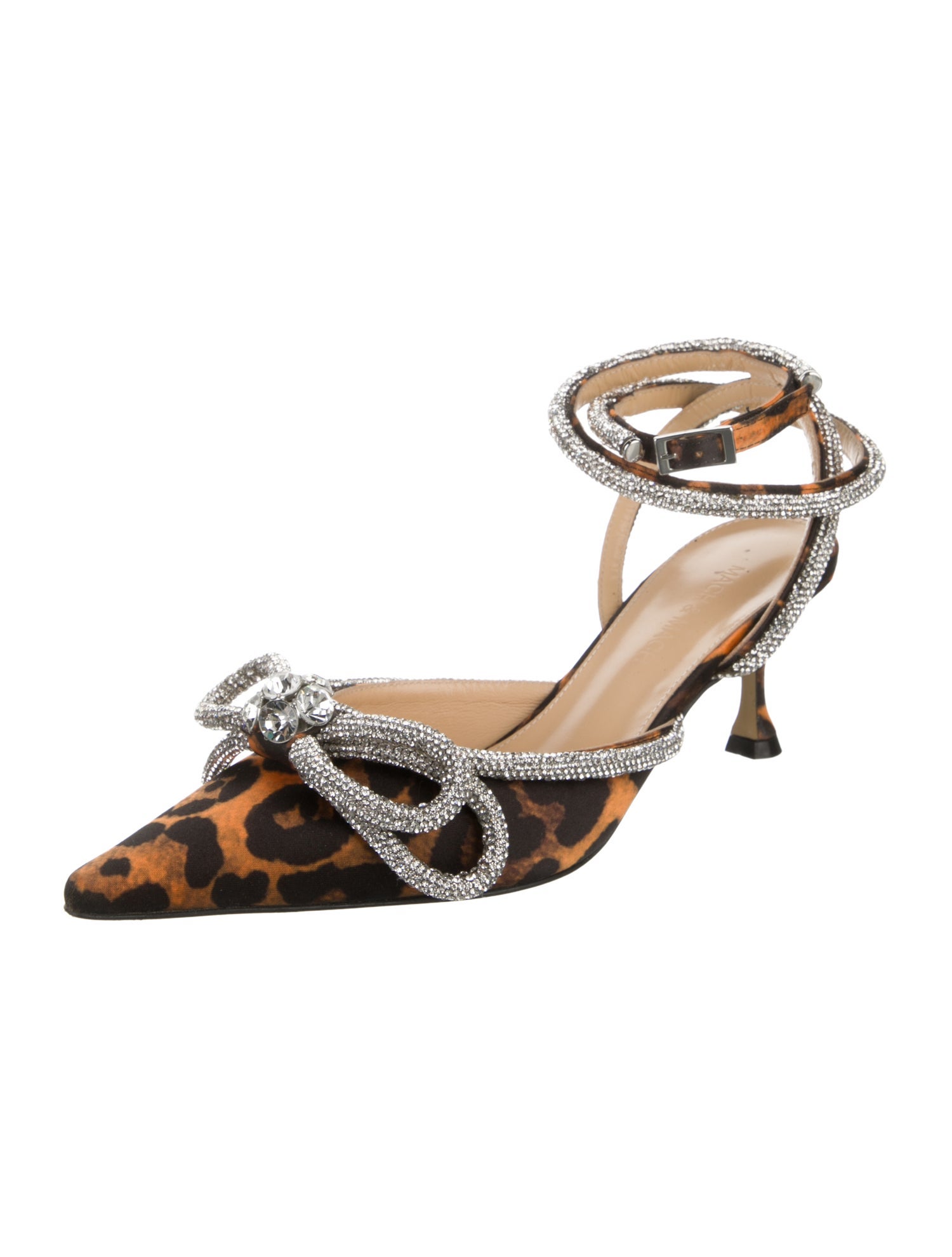 Mach & Mach Satin Bow Accents Slingback Sandals