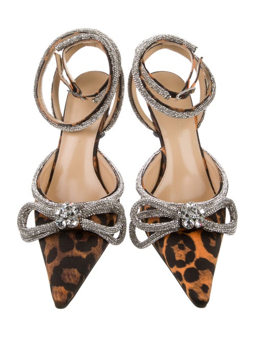 Mach & Mach Satin Bow Accents Slingback Sandals