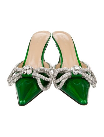Mach & Mach Patent Leather Crystal Embellishments Mules