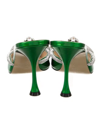 Mach & Mach Patent Leather Crystal Embellishments Mules