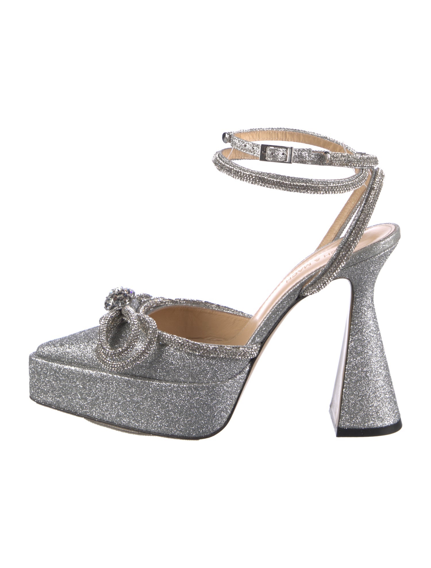 Mach & Mach Glitter Bow Accents D'Orsay Pumps
