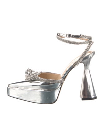 Mach & Mach Patent Leather Bow Accents Slingback Pumps