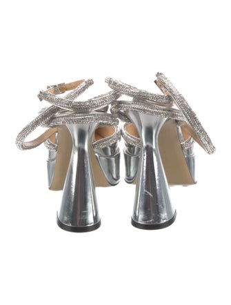 Mach & Mach Patent Leather Bow Accents Slingback Pumps