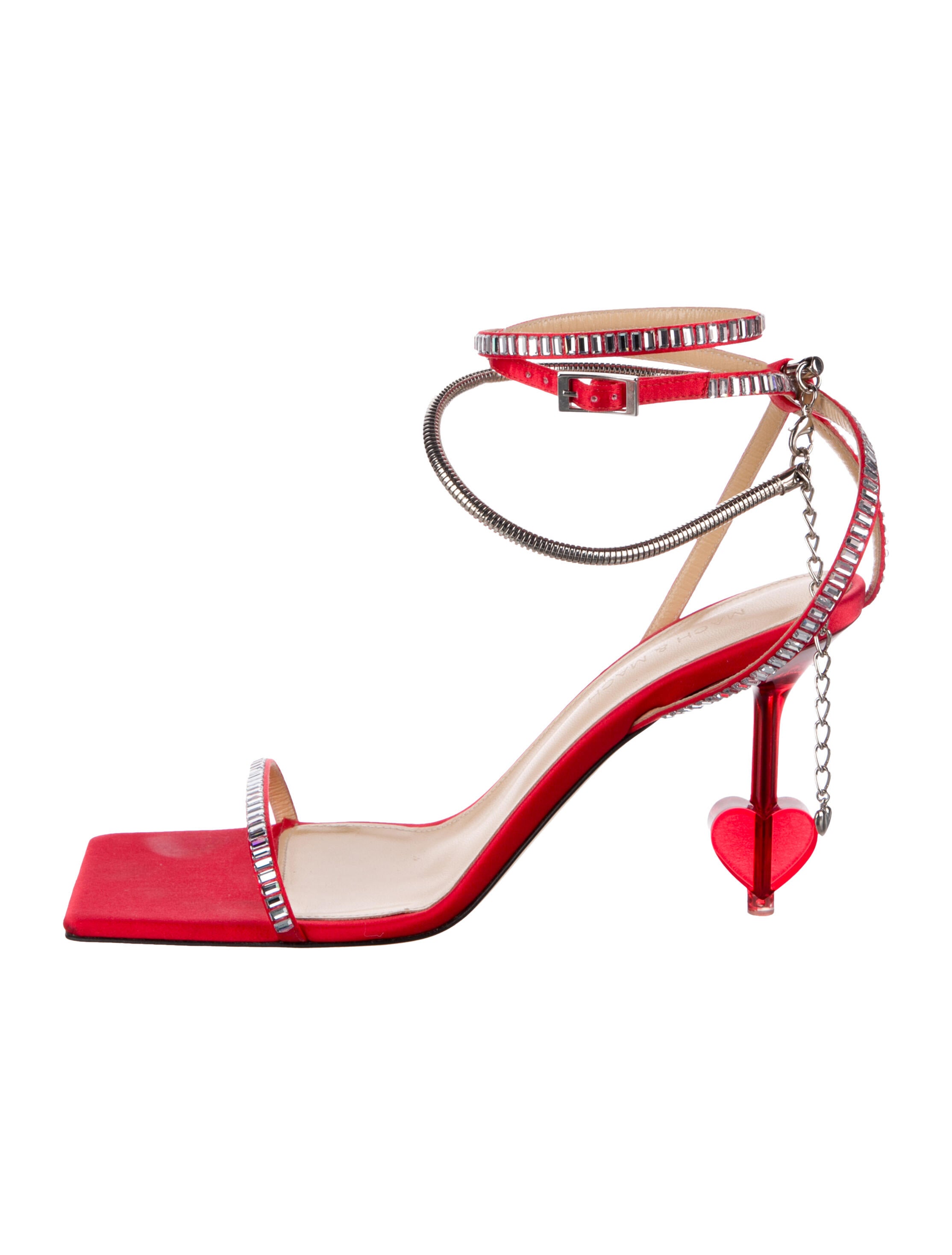 Mach & Mach Satin Chain-Link Accents Sandals