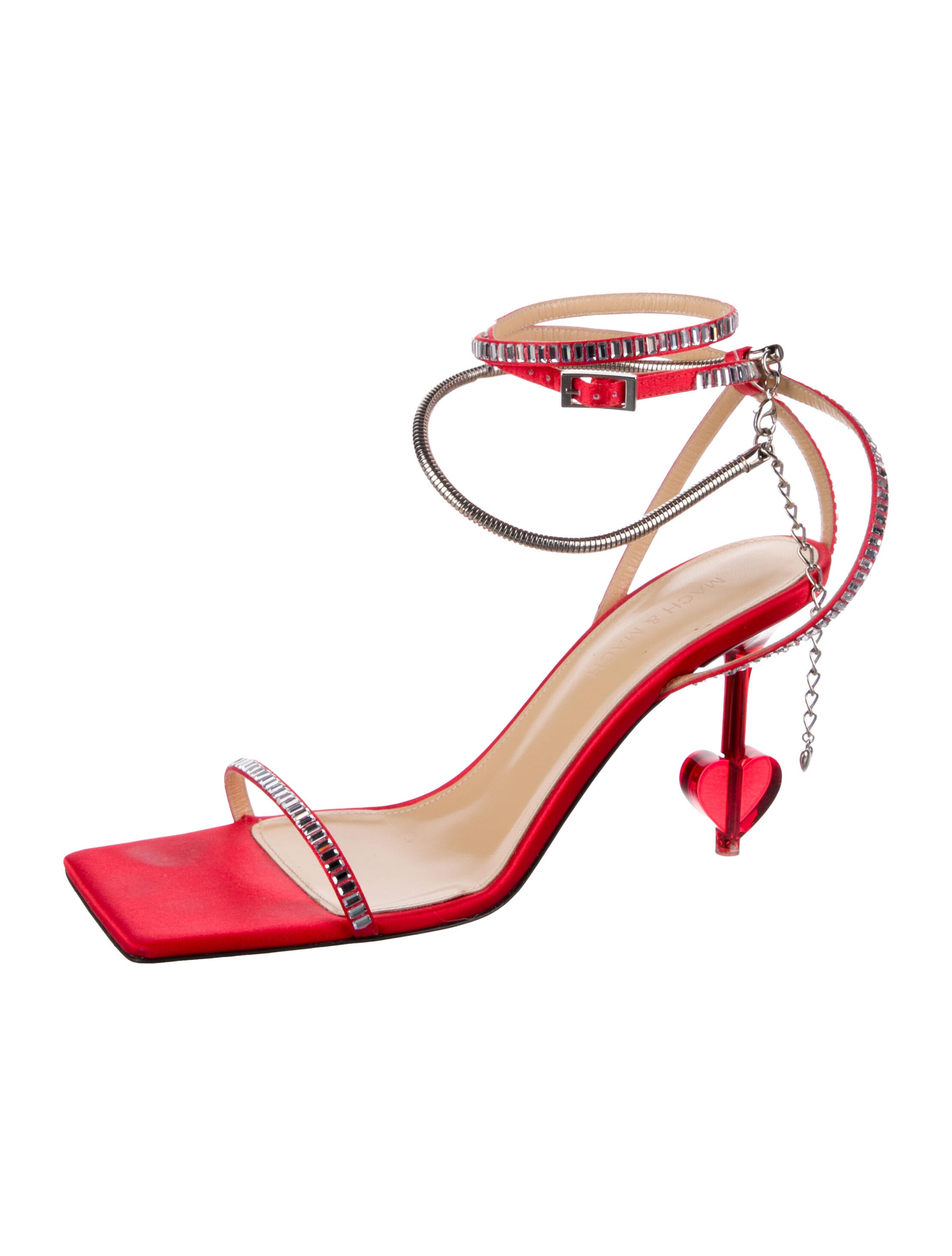 Mach & Mach Satin Chain-Link Accents Sandals