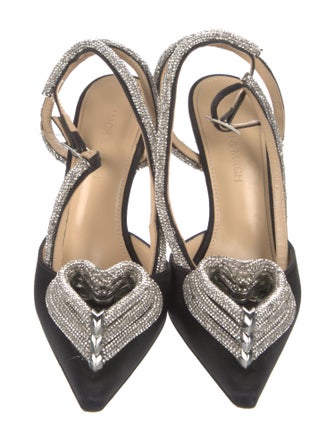 Mach & Mach Satin Crystal Embellishments Sandals