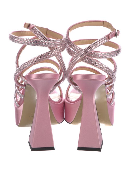 Mach & Mach Satin Crystal Embellishments T-Strap Pumps