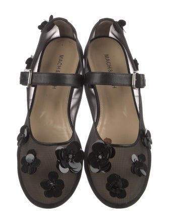 Mach & Mach Mesh Sequin Embellishments Mary Jane Flats