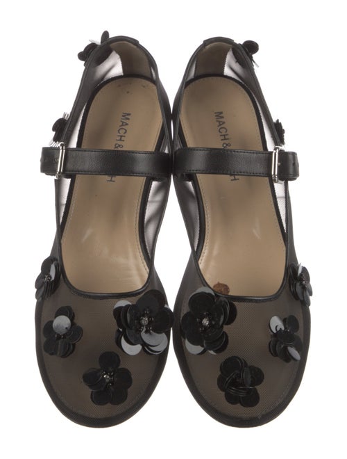 Mach & Mach Mesh Sequin Embellishments Mary Jane Flats