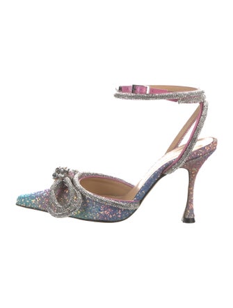 Mach & Mach Glitter Bow Accents D'Orsay Pumps
