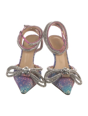 Mach & Mach Glitter Bow Accents D'Orsay Pumps