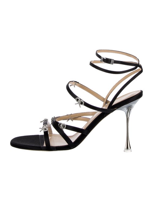 Mach & Mach Leather Crystal Embellishments Sandals