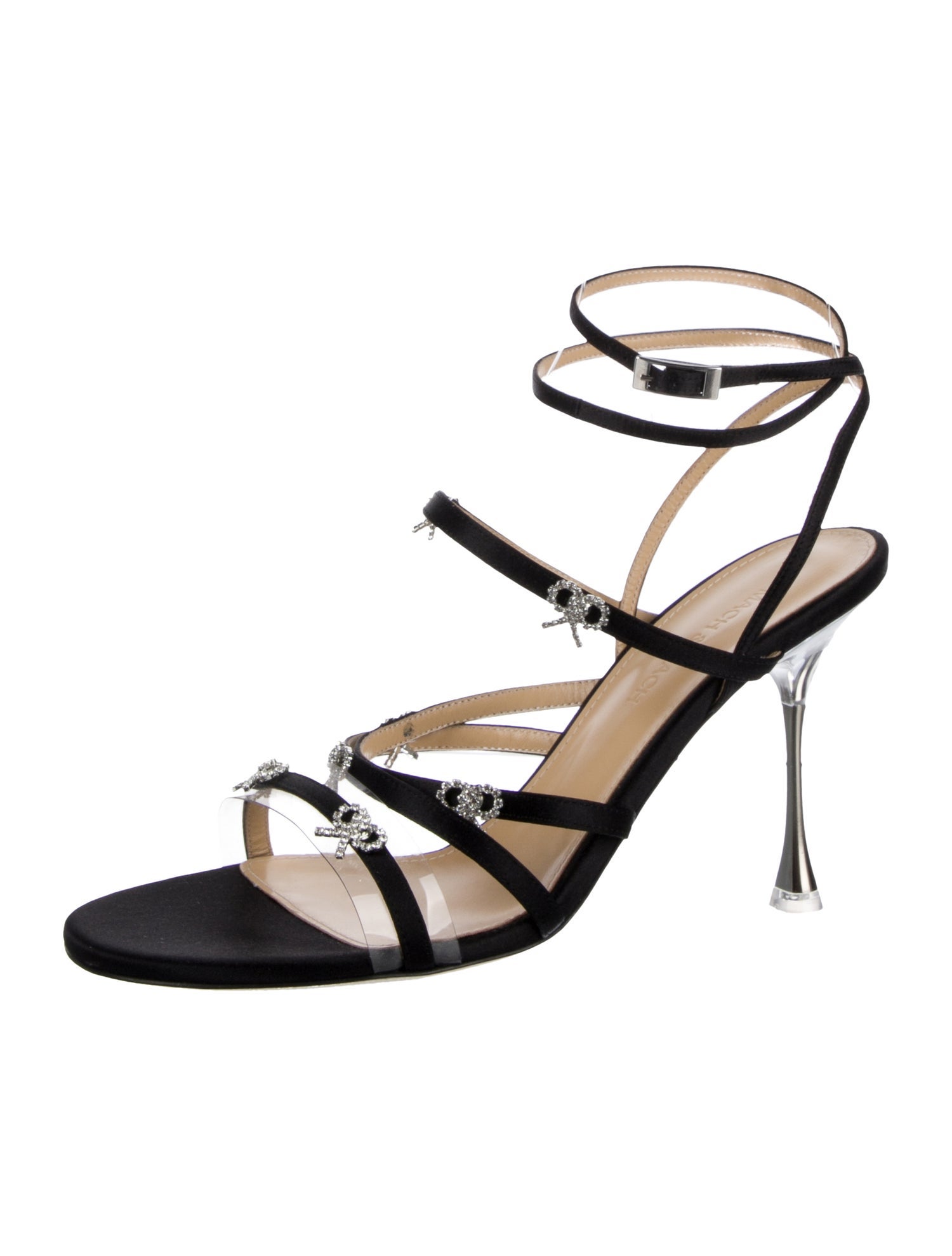 Mach & Mach Leather Crystal Embellishments Sandals