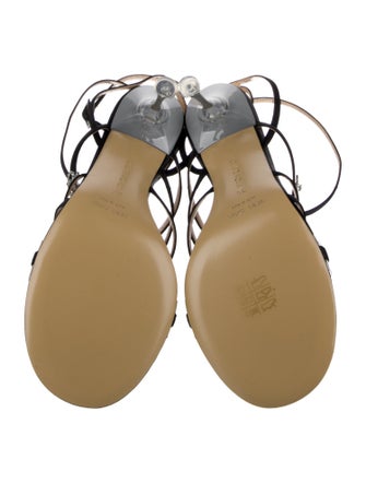 Mach & Mach Leather Crystal Embellishments Sandals