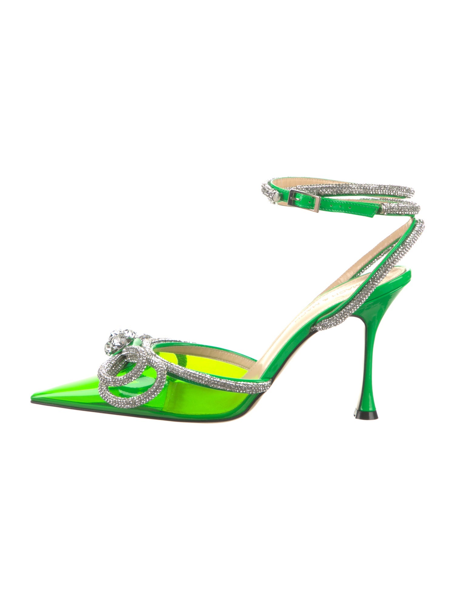 Mach & Mach PVC Bow Accents Slingback Pumps