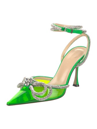 Mach & Mach PVC Bow Accents Slingback Pumps