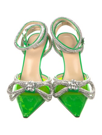 Mach & Mach PVC Bow Accents Slingback Pumps